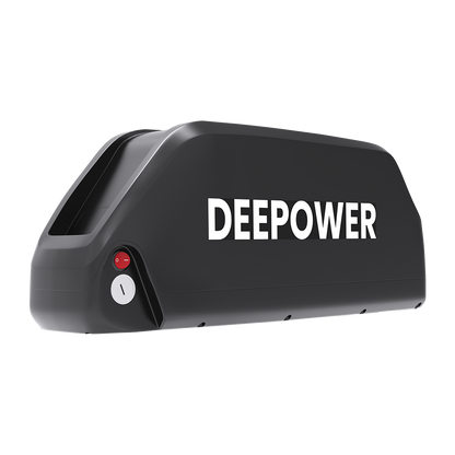 Black DEEPOWER electric bike battery pack with power and lock buttons